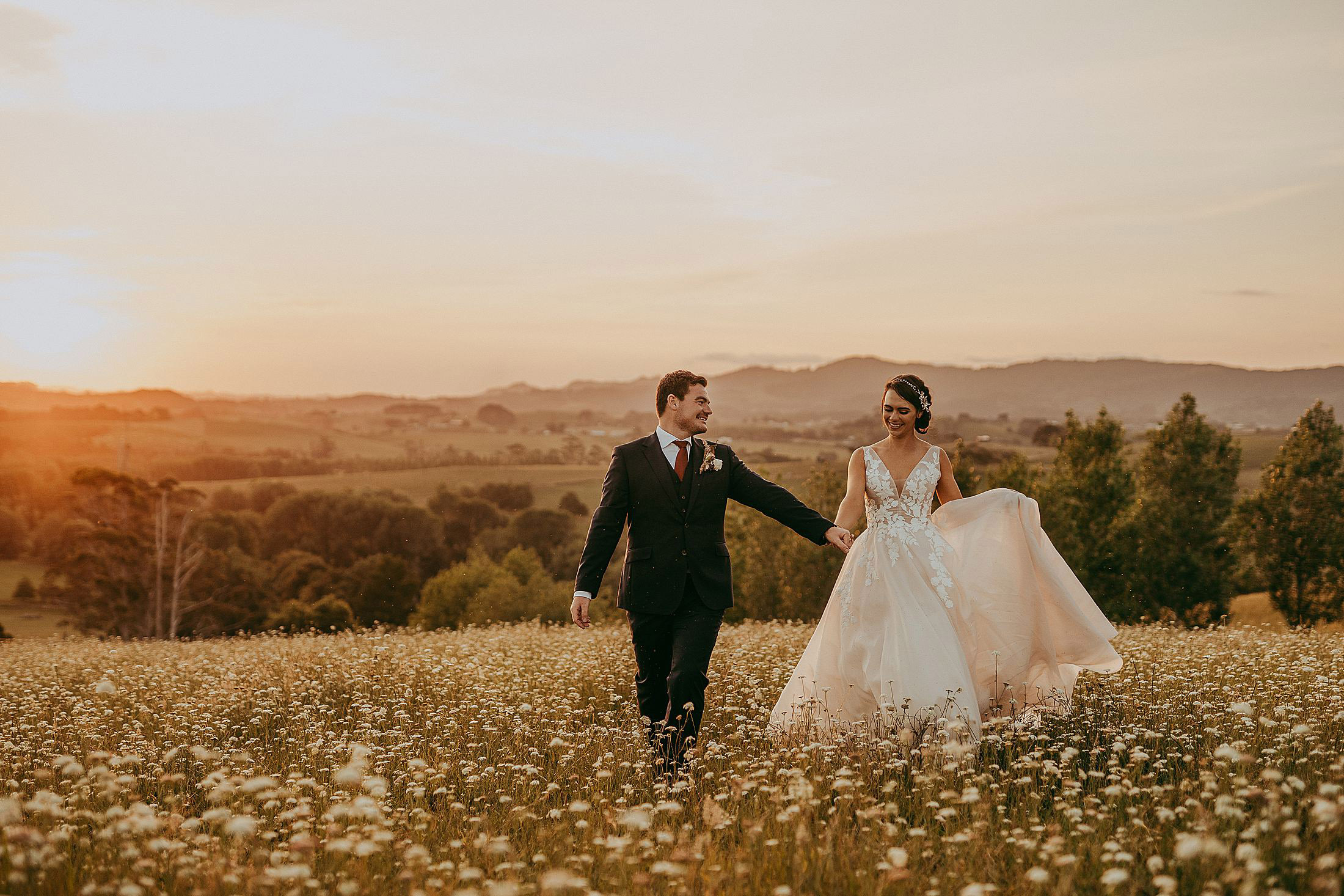 Wedding, sunset New Zealand