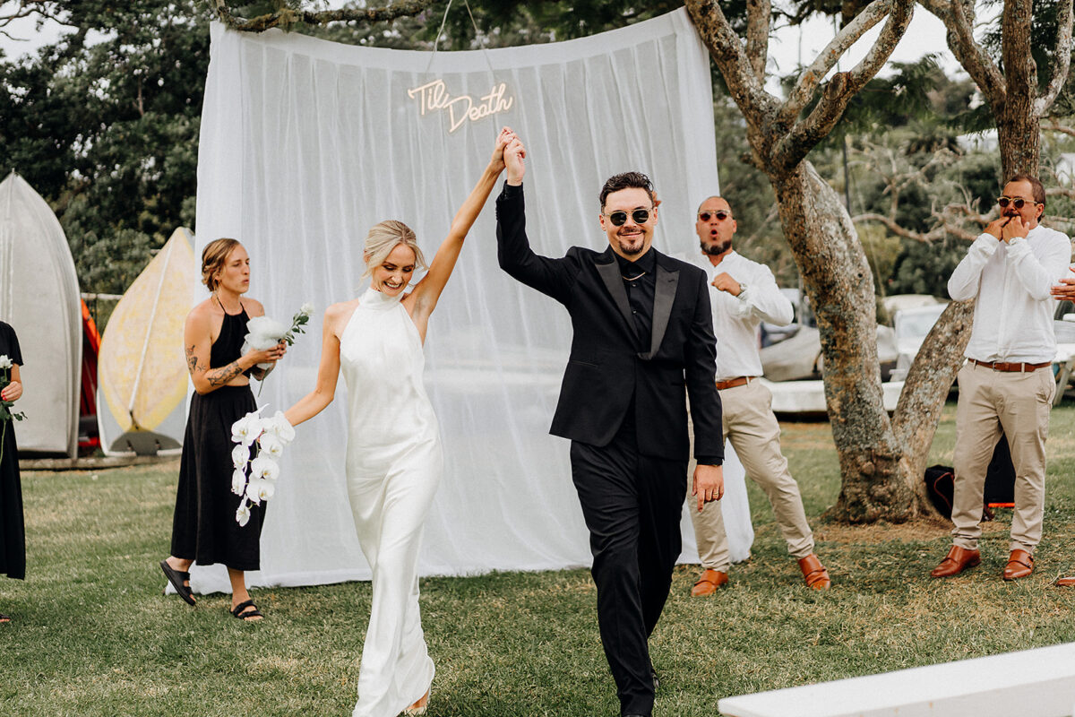 Outdoor wedding ceremony in Russell New Zealand