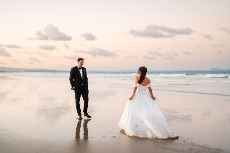 Sunset on Waipu Beach Wedding