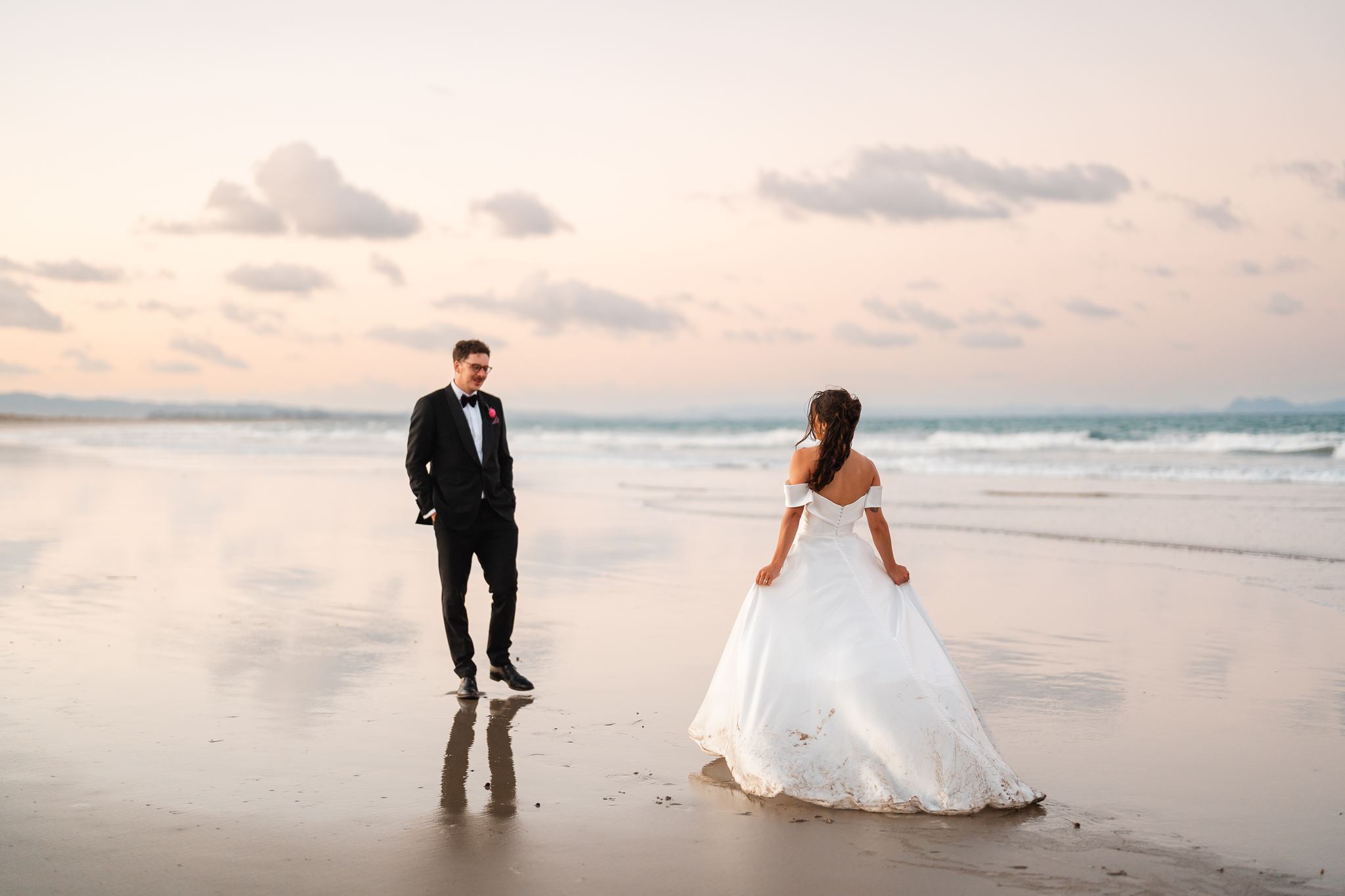 Sunset on Waipu Beach Wedding